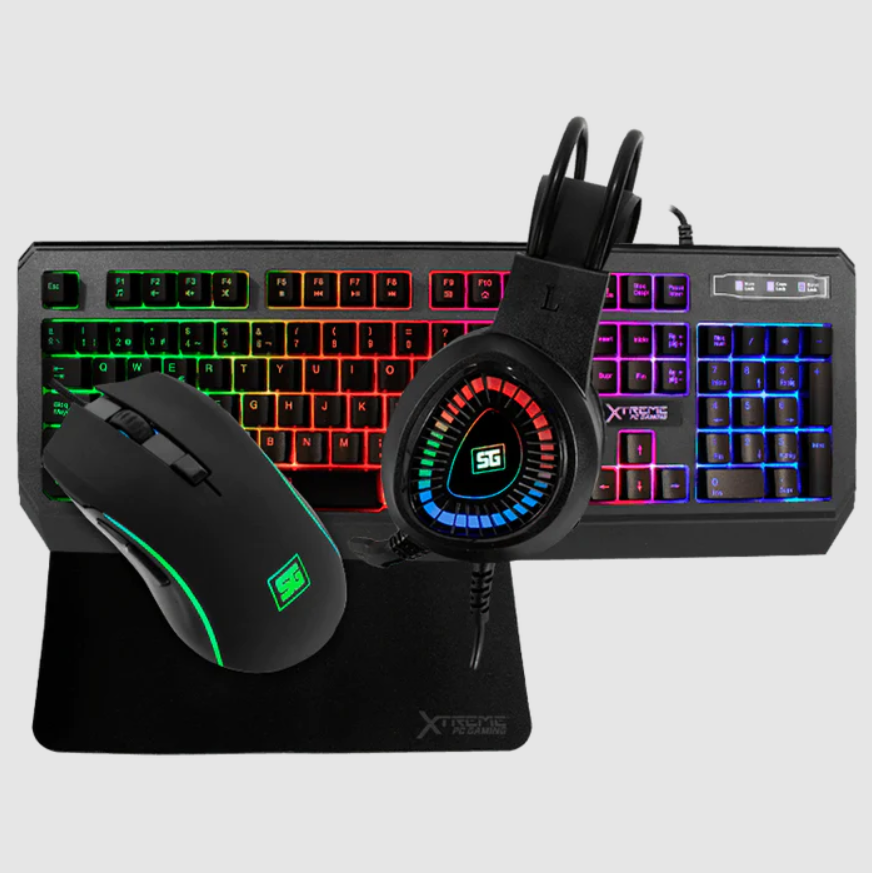 Kit Gamer de Teclado, Mouse y Diadema Xtreme PC Gaming NA-40001, Alámbrico, USB, Negro (Español)
