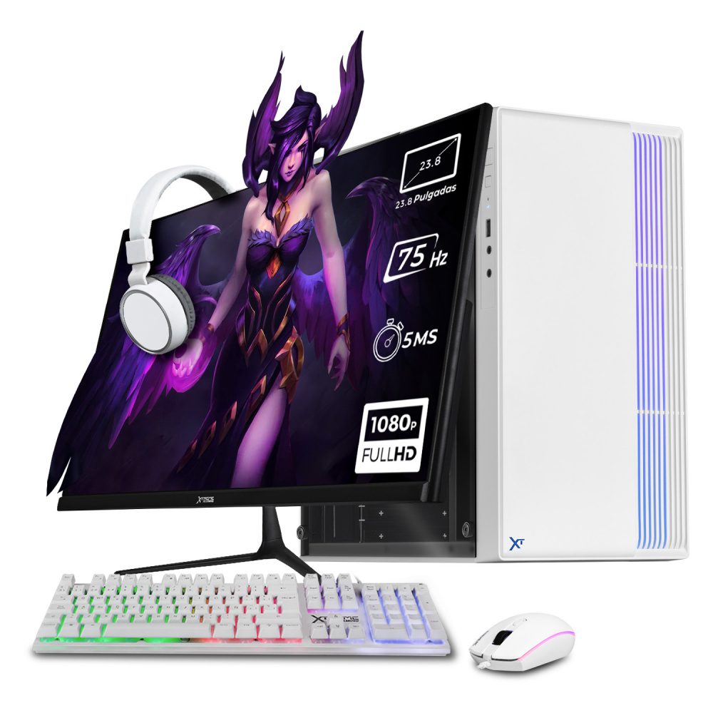 Computadora Xtreme PC Gaming CM-05069, Intel Celeron J4125, 16GB, 500GB SSD, Wi-Fi, Windows 10 Prueba + Teclado/Mouse/Monitor de 23.8"