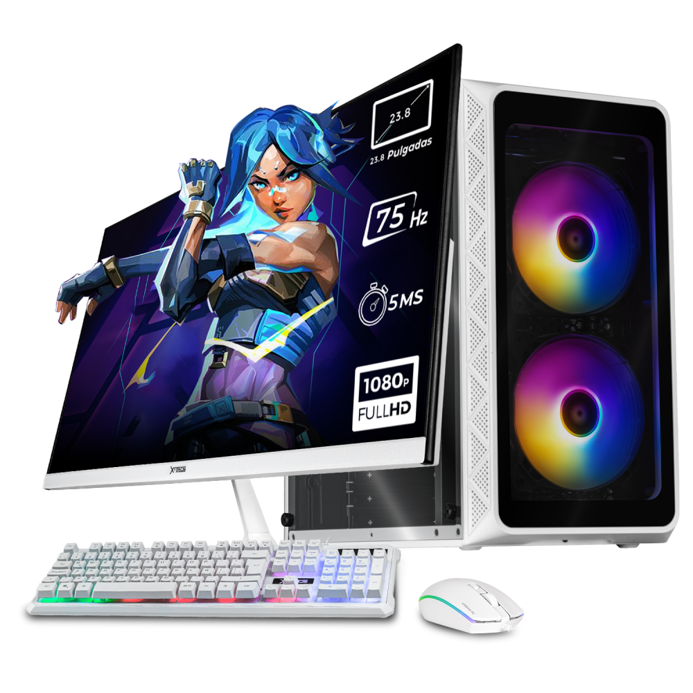 Computadora Xtreme PC Gaming CM-05114, AMD Ryzen 7 5700G, 32GB, 1TB SSD, Wi-Fi, Windows 10 Prueba + Teclado/Mouse/Monitor de 23.8"