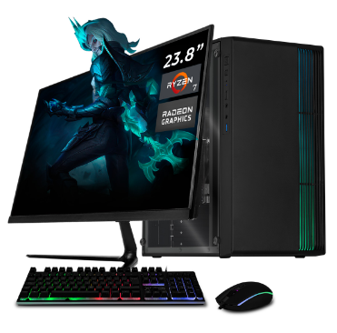 Computadora Xtreme PC Gaming CM-05129, AMD Ryzen 7 5700G, 32GB, 1TB SSD, Wi-Fi, Windows 10 Prueba + Teclado/Mouse/Monitor de 23.8"