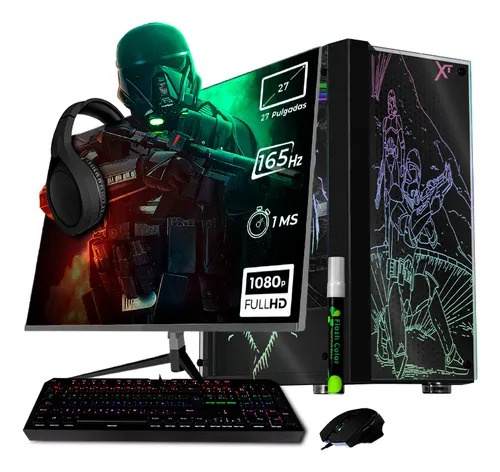Computadora Gamer Xtreme PC Gaming XTAER732GB3050MSB, AMD Ryzen 7 5700, NVIDIA GeForce RTX 3050, 16GB, 1TB SSD, Wi-Fi, Windows 11 Prueba + Teclado/Mouse/Monitor de 27"
