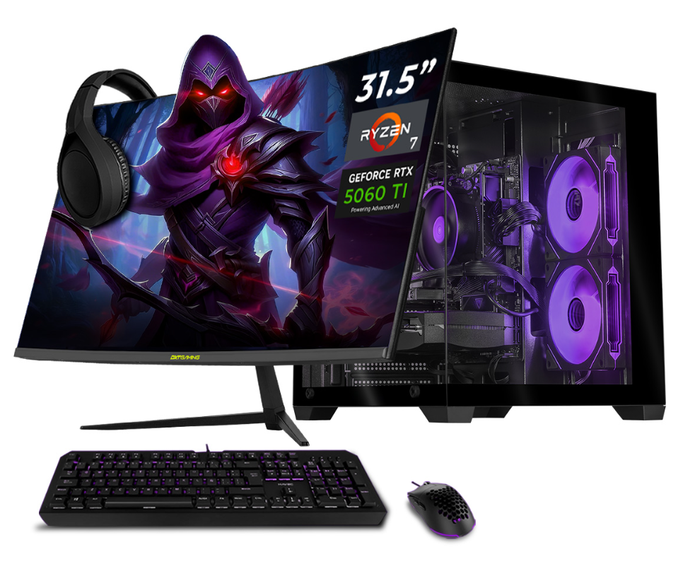 Computadora Gamer Xtreme PC Gaming CM-30091, AMD Ryzen 7 5700, NVIDIA GeForce RTX 5060 Ti, 16GB, 1TB SSD, Wi-Fi, Windows 11 Prueba + Teclado/Mouse/Monitor de 31.5"