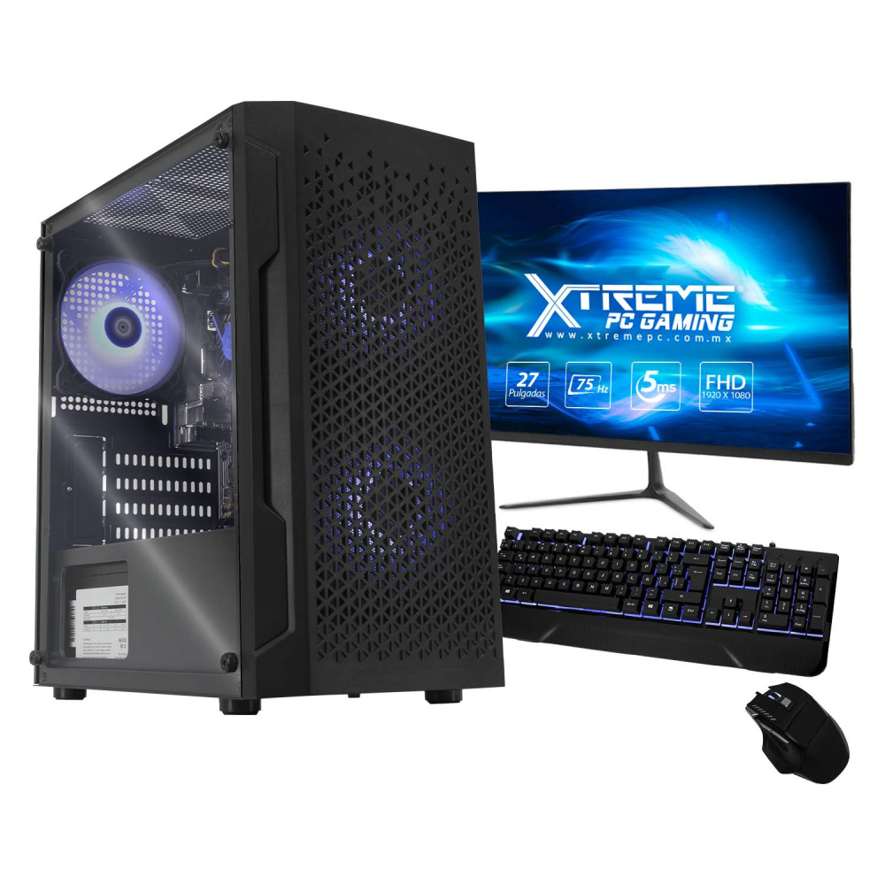 Computadora Gamer Xtreme PC Gaming CM-05411, Intel Core i7-10700 2.90GHz, 16GB, 480GB SSD, Wi-Fi, Windows 10 Prueba, Negro ― incluye Monitor de 27", Teclado y Mouse