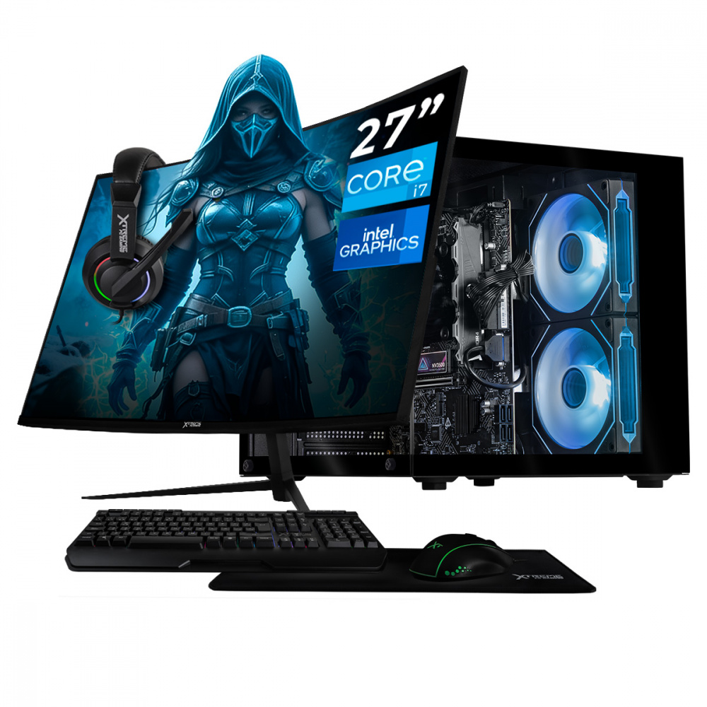 Computadora Xtreme PC Gaming CM-05585, Intel Core i7-12700, 16GB, 1TB SSD, Wi-Fi, sin Sistema Operativo + Teclado/Mouse/Monitor de 27"