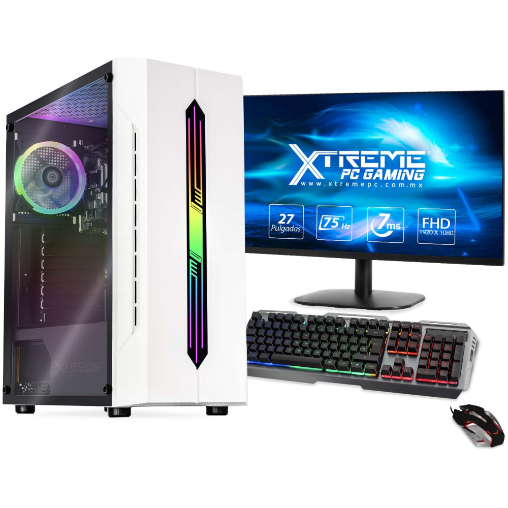 Computadora Gamer Xtreme PC Gaming CM-05364, Intel Core i9-10900 2.80GHz, 16GB, 1TB + 480GB SSD, Adaptador Wi-Fi, Windows 10 Prueba, Blanco ― Incluye Monitor de 27", Teclado y Mouse