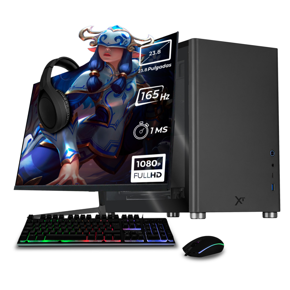 Computadora Gamer Xtreme PC Gaming CM-05392, AMD Ryzen 5 5500, AMD Radeon RX 6600, 16GB, 500GB SSD, Wi-Fi, Windows 10 Prueba + Teclado/Mouse/Monitor de 23.8"
