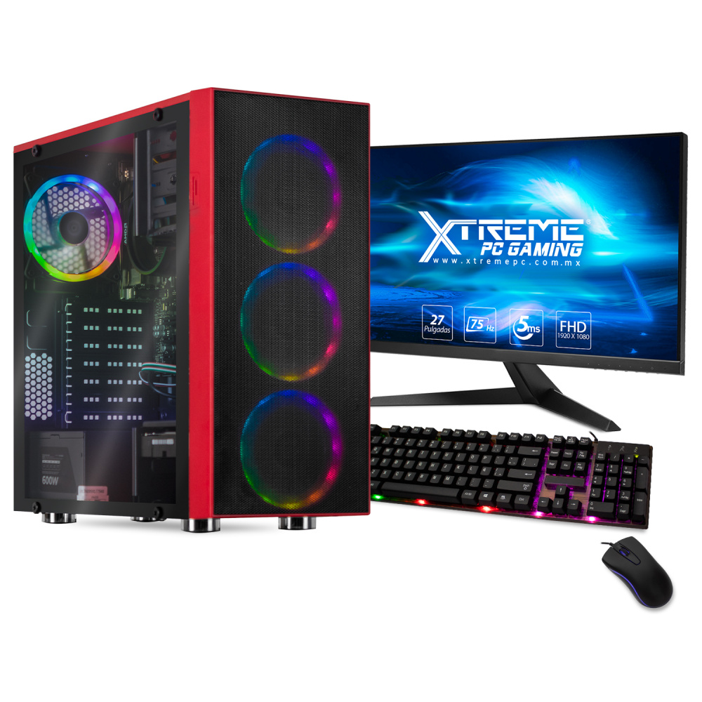 Computadora Gamer Xtreme PC Gaming CM-50361, AMD Ryzen 5 5600G 3.90GHz, 16GB, 2TB + 240GB SSD, WiFi, Windows 10 Prueba ― incluye Monitor de 27", Teclado y Mouse