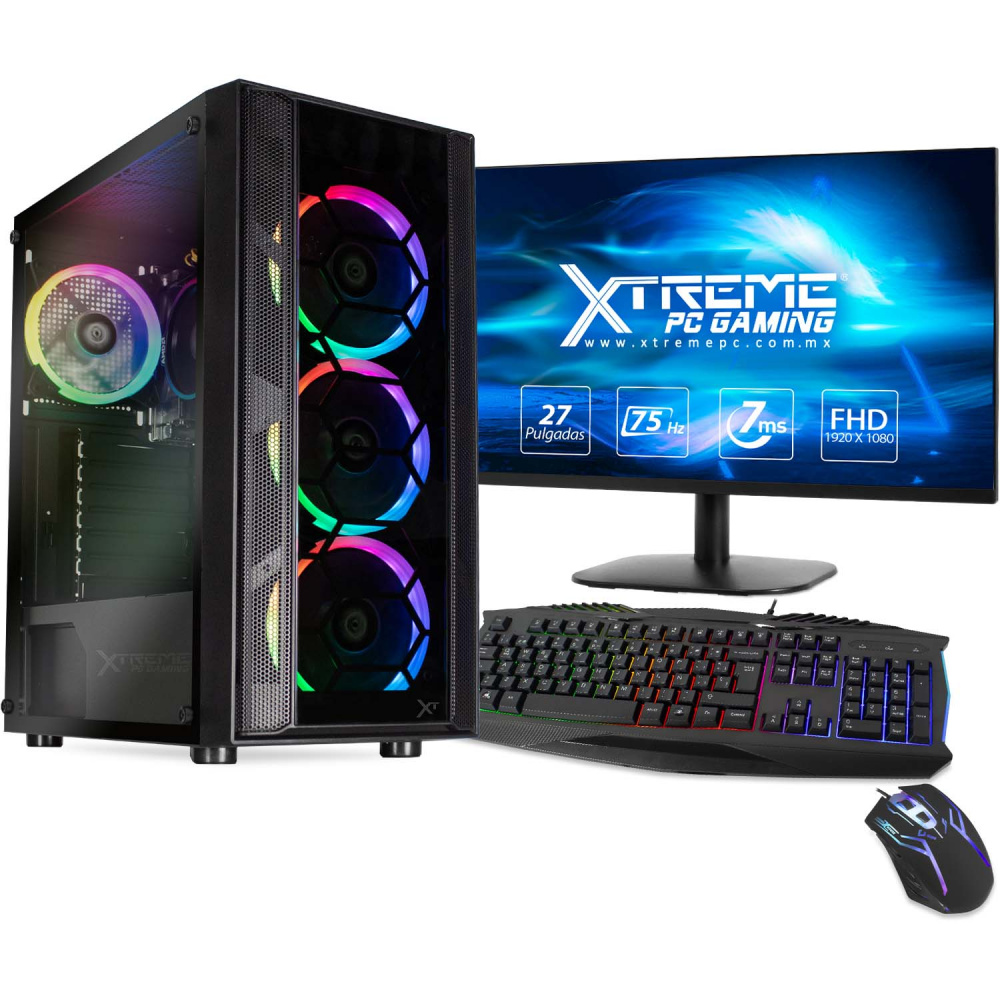 Computadora Gamer Xtreme PC Gaming CM-05361, AMD Ryzen 5 4600G 3.70GHz, 16GB, 3TB + 240GB SSD, Adaptador Wi-Fi, Windows 10 Prueba ― Incluye Monitor de 27", Teclado y Mouse