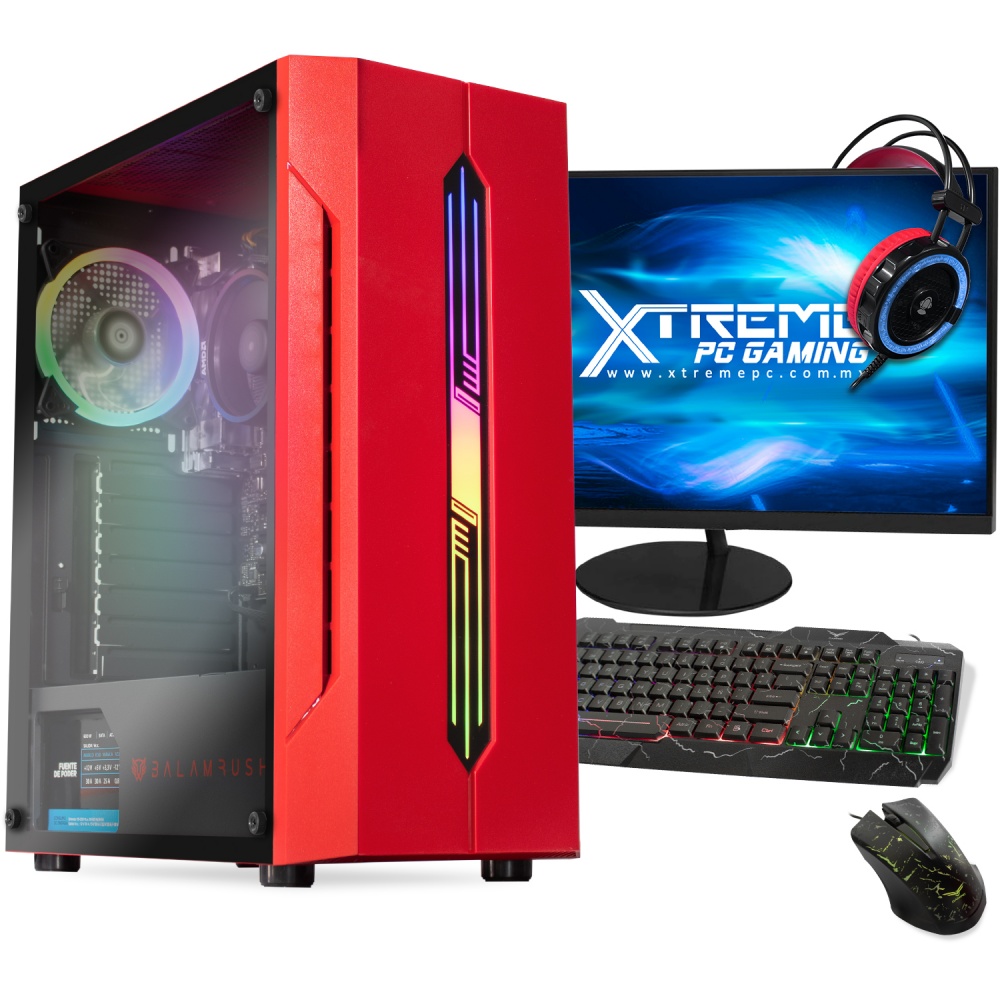 Computadora Gamer Xtreme PC Gaming CM-05336, AMD Ryzen 5 2400G 3.60GHz, 16GB, 480GB SSD, WiFi, Windows 10 Prueba — incluye Monitor de 27", Teclado, Mouse y Audífonos