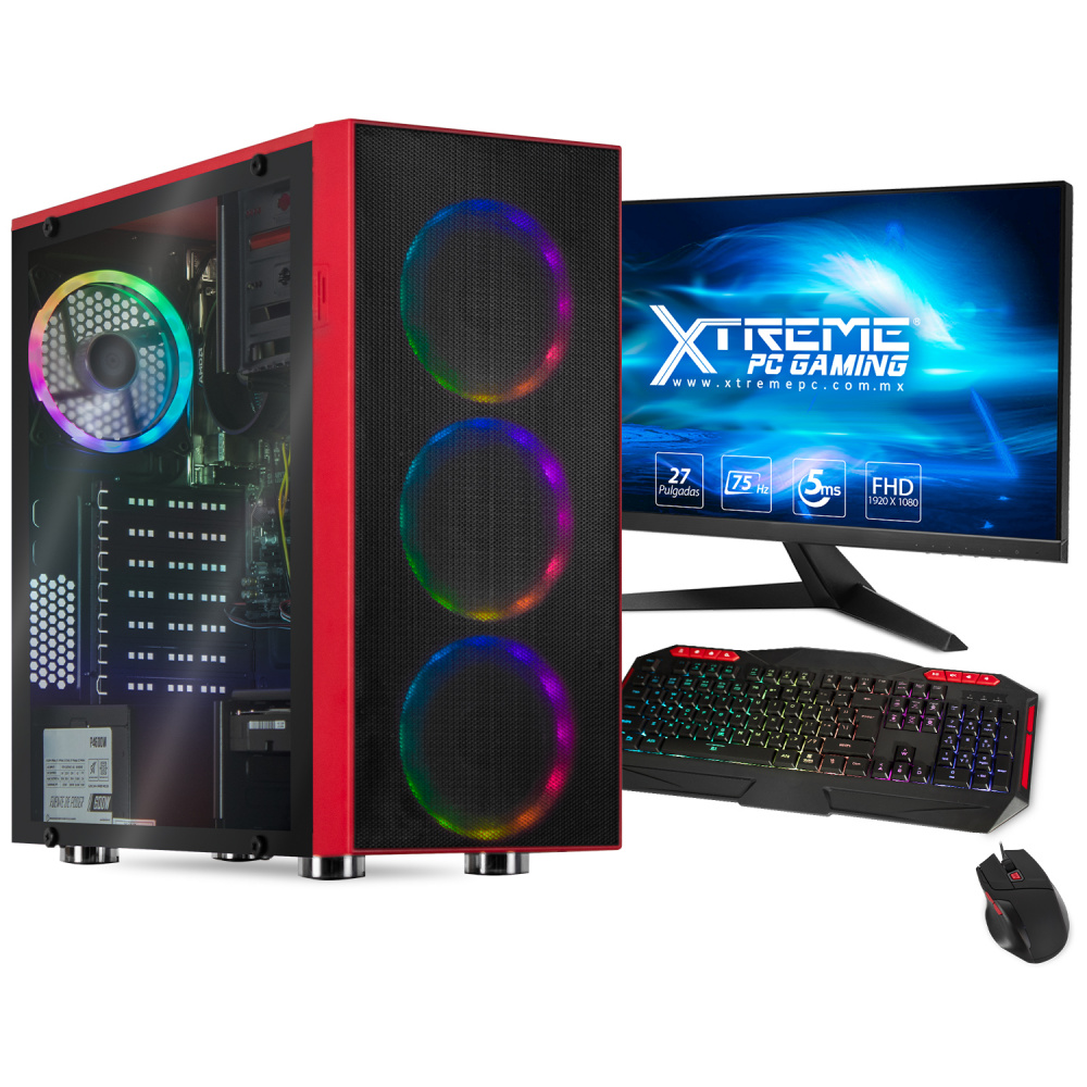Computadora Gamer Xtreme PC Gaming CM-50101, AMD Ryzen 5 4600G 3.70GHz, 16GB, 2TB + 240GB SSD, WiFi, Windows 10 Prueba ― incluye Monitor de 27", Teclado y Mouse