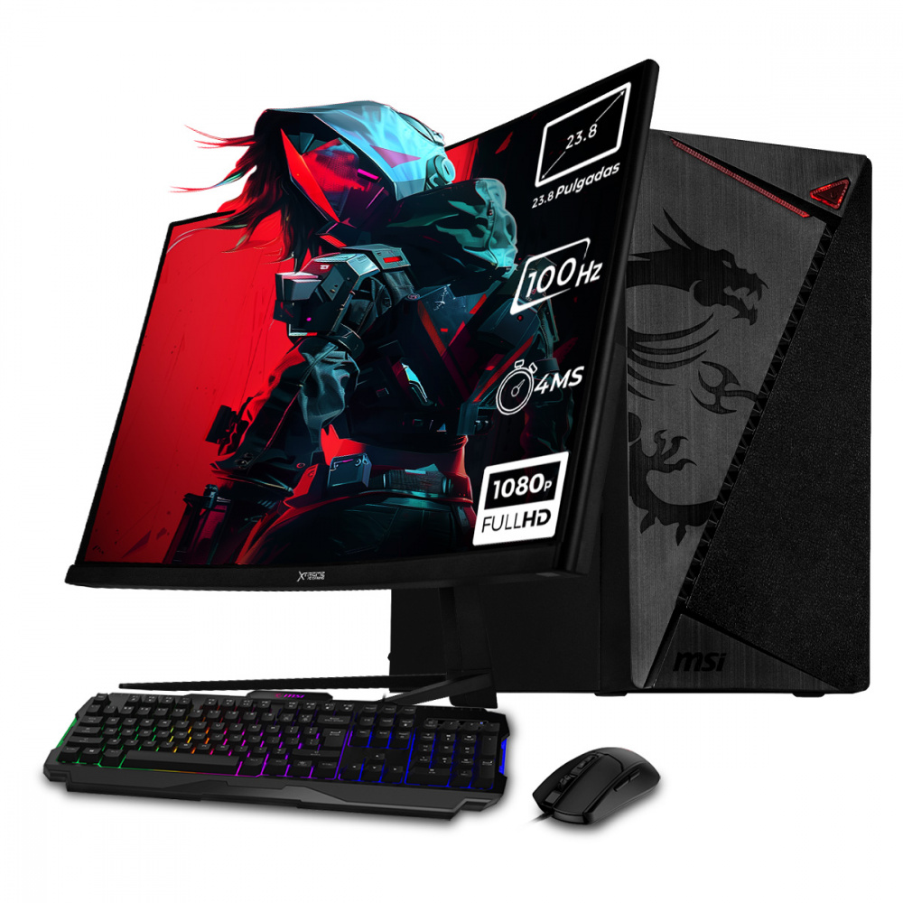 Computadora Xtreme PC Gaming CM-50198, AMD Ryzen 7 5700G, 16GB, 1TB SSD, Wi-Fi, Windows 10 Prueba + Teclado/Mouse/Monitor de 24"