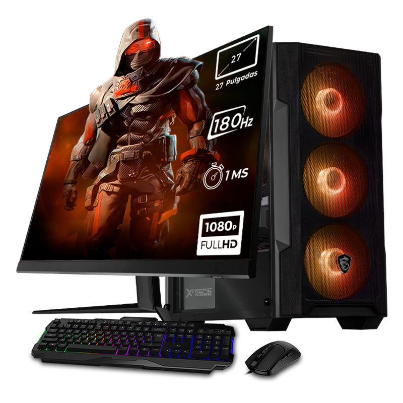Computadora Gamer Xtreme PC Gaming CM-50372, AMD Ryzen 7 5700, NVIDIA GeForce RTX 5060, 32GB, 1TB SSD, Wi-Fi, Windows 10 Prueba + Teclado/Mouse/Monitor de 27"