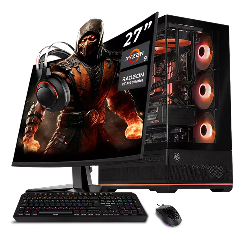 Computadora Gamer Xtreme PC Gaming CM-50380, AMD Ryzen 9 9900X, AMD Radeon RX 9070 XT, 32GB, 2TB SSD, Wi-Fi, Windows 11 Prueba + Teclado/Mouse/Monitor de 27"