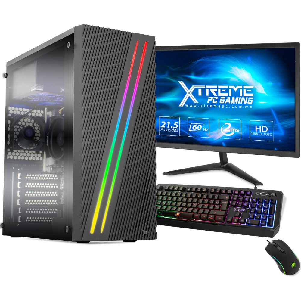 Computadora Gamer Xtreme PC Gaming CM-30035, AMD Ryzen 3 PRO 4350G 3.80GHz, 8GB, 240GB SSD, Wi-Fi, Windows 10 Prueba ― Incluye Monitor de 21.5", Teclado y Mouse