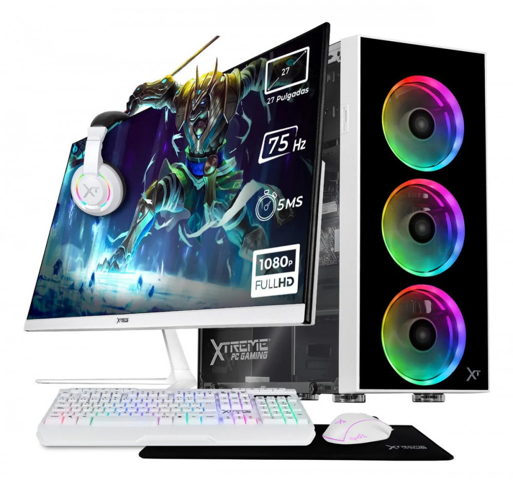 Computadora Xtreme PC Gaming XTPCI532GBHD730MDW, Intel Core i5-12400, 32GB, 1TB SSD, Wi-Fi, Windows 11 Prueba + Teclado/Mouse/Monitor de 27"