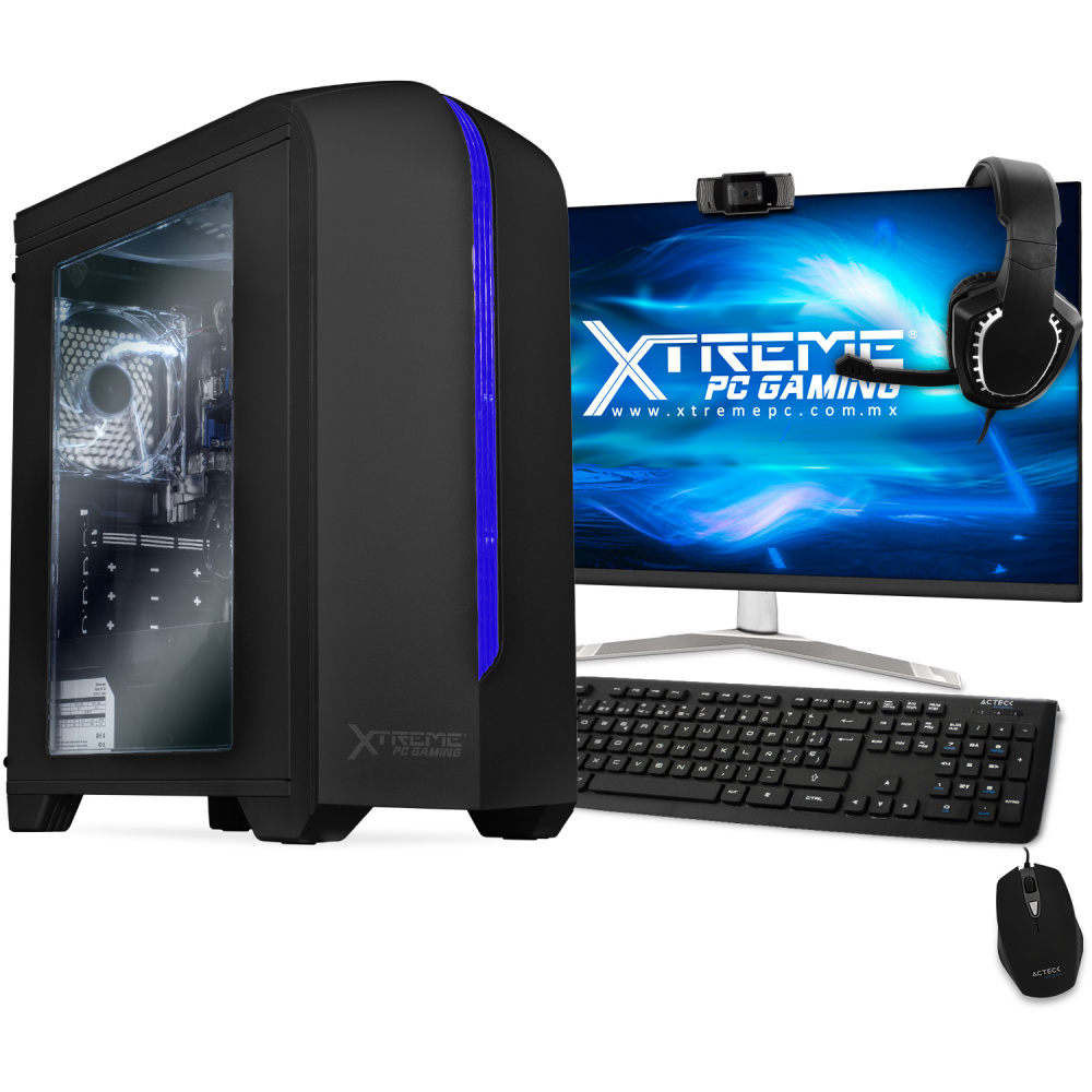 Computadora Gamer Xtreme PC Gaming CM-91013, Intel Core i5-10400 2.90GHz, 8GB, 240GB SSD, Wi-Fi, Windows 10 Prueba  ― Incluye Monitor de 23.8", Audífonos, Webcam y Teclado