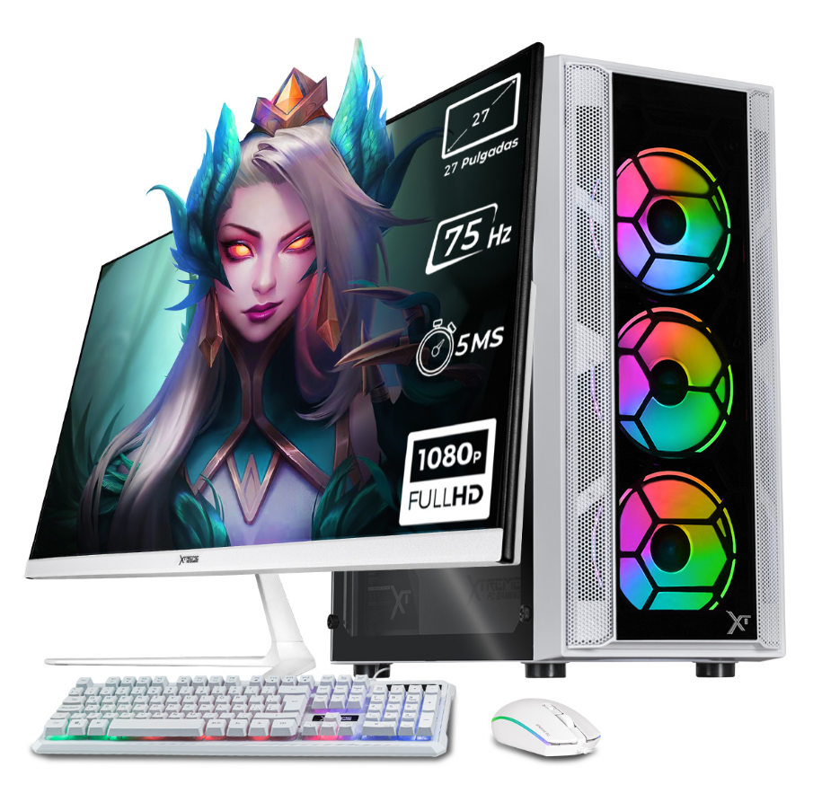Computadora Xtreme PC Gaming CM-05442, Intel Core i7-12700, 16GB, 1TB SSD, Wi-Fi, Windows 10 Prueba + Teclado/Mouse/Monitor de 27"