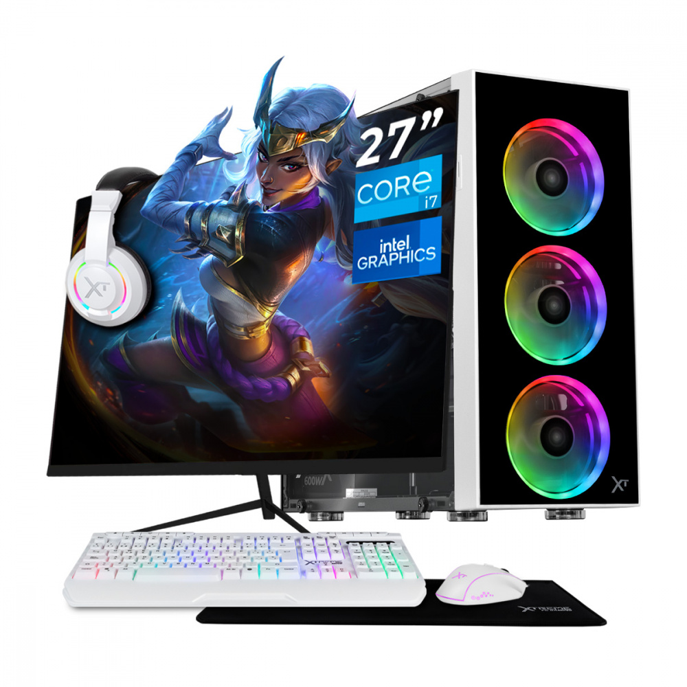 Computadora Xtreme PC Gaming CM-05798, Intel Core i7-12700, 32GB, 1TB SSD, Wi-Fi, Windows 11 Prueba + Teclado/Mouse/Monitor de 27"