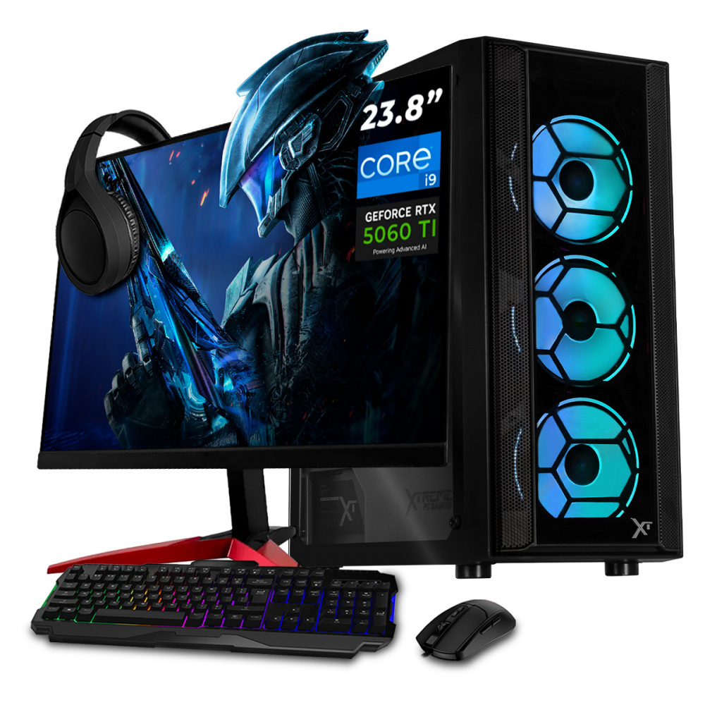 Computadora Gamer Xtreme PC Gaming CM-05846, Intel Core i9-12900F, NVIDIA GeForce RTX 5060 Ti, 32GB, 1TB SSD, Windows 11 Prueba + Teclado/Mouse/Monitor de 23.8"