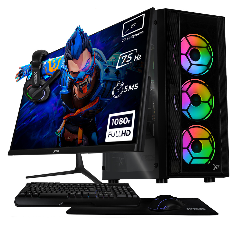 Computadora Xtreme PC Gaming CM-05769, AMD Ryzen 5 8600G, 16GB, 1TB SSD, Wi-Fi, Windows 11 Prueba + Teclado/Mouse/Monitor de 27"