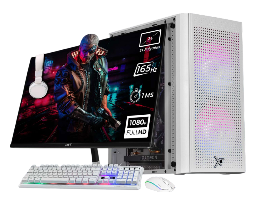 Computadora Gamer Xtreme PC Gaming CM-05706, AMD Ryzen 5 5500, AMD Radeon RX 6500 XT, 16GB, 1TB SSD, Wi-Fi, Windows 10 Prueba + Teclado/Mouse/Monitor de 24"