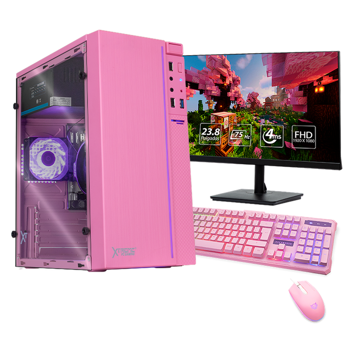 Computadora Xtreme PC Gaming CM-07357, AMD Ryzen 5 5600GT, 16GB, 500GB SSD, Wi-Fi, Windows 10 Prueba + Teclado/Mouse/Monitor de 23.8"
