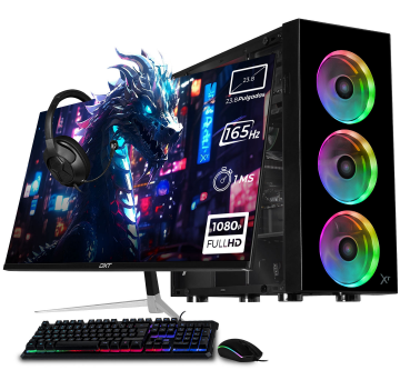 Computadora Gamer Xtreme PC Gaming CM-05496, AMD Ryzen 5 5500, NVIDIA GeForce RTX 5060, 32GB, 1TB SSD, Wi-Fi, Windows 10 Prueba + Teclado/Mouse/Monitor de 23.8"