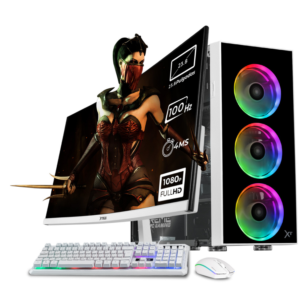 Computadora Xtreme PC Gaming CM-05736, AMD Ryzen 7 5700G, 16GB, 1TB SSD, Wi-Fi, Windows 10 Prueba + Teclado/Mouse/Monitor de 23.8"