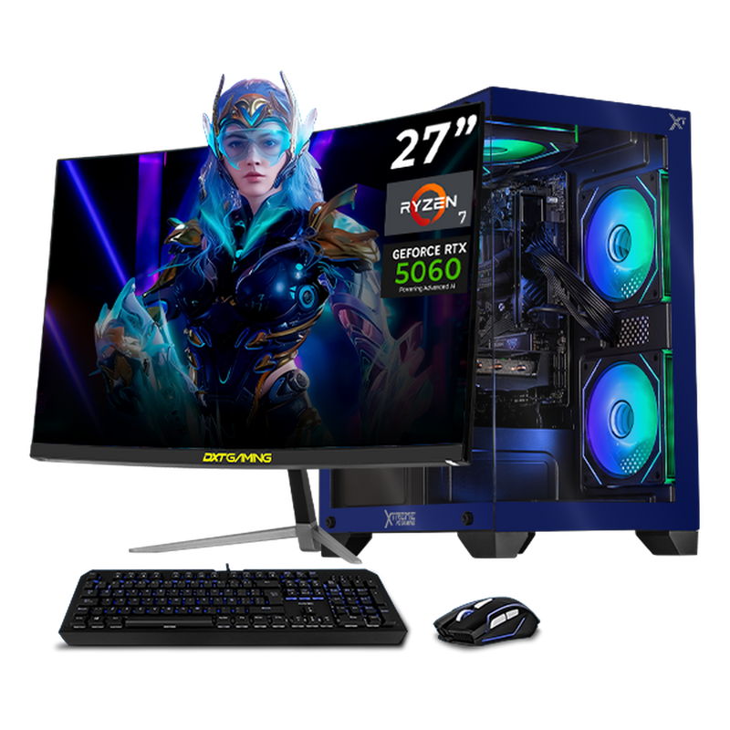 Computadora Gamer Xtreme PC Gaming XTPCR732GB5060MCHB, AMD Ryzen 7 5700, NVIDIA GeForce RTX 5060, 32GB, 1TB SSD, Wi-Fi, Windows 11 Prueba + Teclado/Mouse/Monitor de 27"