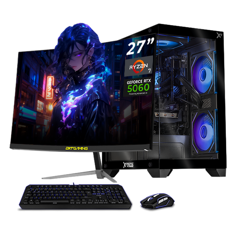 Computadora Gamer Xtreme PC Gaming CM-05888, AMD Ryzen 7 5700, NVIDIA GeForce RTX 5060, 32GB, 1TB SSD, Windows 11 Prueba + Teclado/Mouse/Monitor de 27"