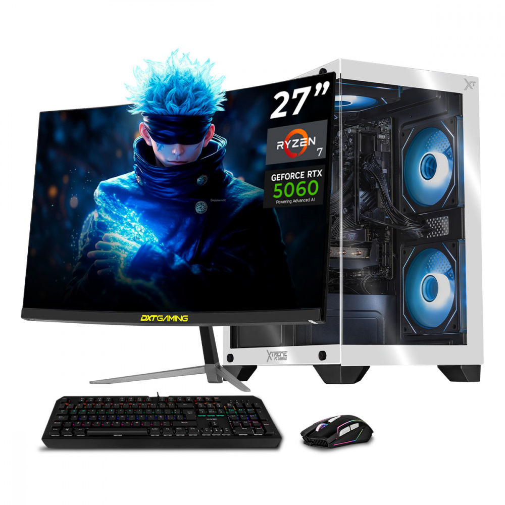 Computadora Gamer Xtreme PC Gaming CM-05886, AMD Ryzen 7 5700, NVIDIA GeForce RTX 5060, 32GB, 1TB SSD, Wi-Fi, Windows 11 Prueba + Teclado/Mouse/Monitor de 27"