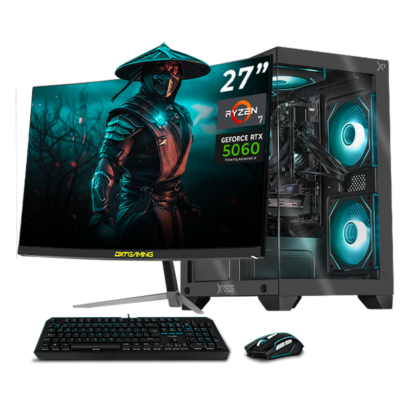 Computadora Gamer Xtreme PC Gaming CM-05882, AMD Ryzen 7 5700, NVIDIA GeForce RTX 5060, 32GB, 1TB SSD, Wi-Fi, Windows 11 Prueba + Teclado/Mouse/Monitor de 27"