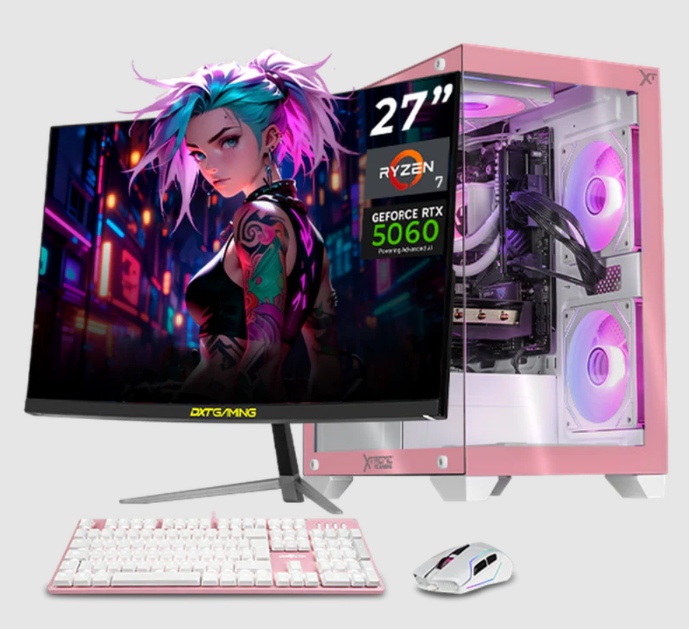 Computadora Gamer Xtreme PC Gaming CM-05884, AMD Ryzen 7 5700, NVIDIA GeForce RTX 5060, 32GB, 1TB SSD, Wi-Fi, Windows 11 Prueba + Teclado/Mouse/Monitor de 27"
