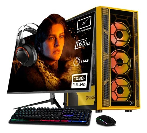 Computadora Gamer Xtreme PC Gaming CM-05835, AMD Ryzen 7 5700, NVIDIA GeForce RTX 5060, 32GB, 1TB SSD, Wi-Fi, Windows 10 Prueba + Teclado/Mouse/Monitor de 27"