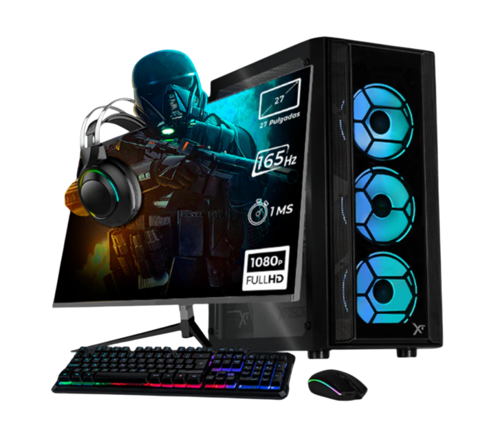 Computadora Gamer Xtreme PC Gaming CM-05832, AMD Ryzen 7 5700, NVIDIA GeForce RTX 5060, 32GB, 1TB SSD, Wi-Fi, Windows 10 Prueba + Teclado/Mouse/Monitor de 27"