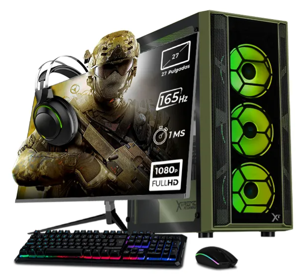 Computadora Gamer Xtreme PC Gaming XTPCR732GB5060MKDG, AMD Ryzen 7 5700, NVIDIA GeForce RTX 5060, 32GB, 1TB SSD, Wi-Fi, Windows 10 Prueba + Teclado/Mouse/Monitor de 27"