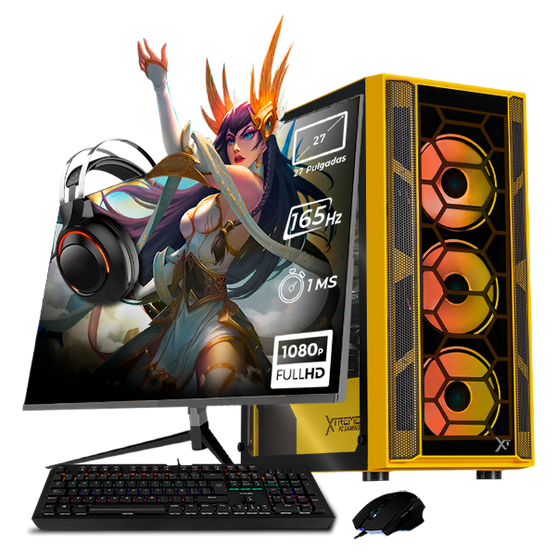 Computadora Gamer Xtreme PC Gaming CM-05827, AMD Ryzen 7 5700, AMD Radeon RX 6600, 32GB, 1TB SSD, Windows 10 Prueba + Teclado/Mouse/Monitor de 27"