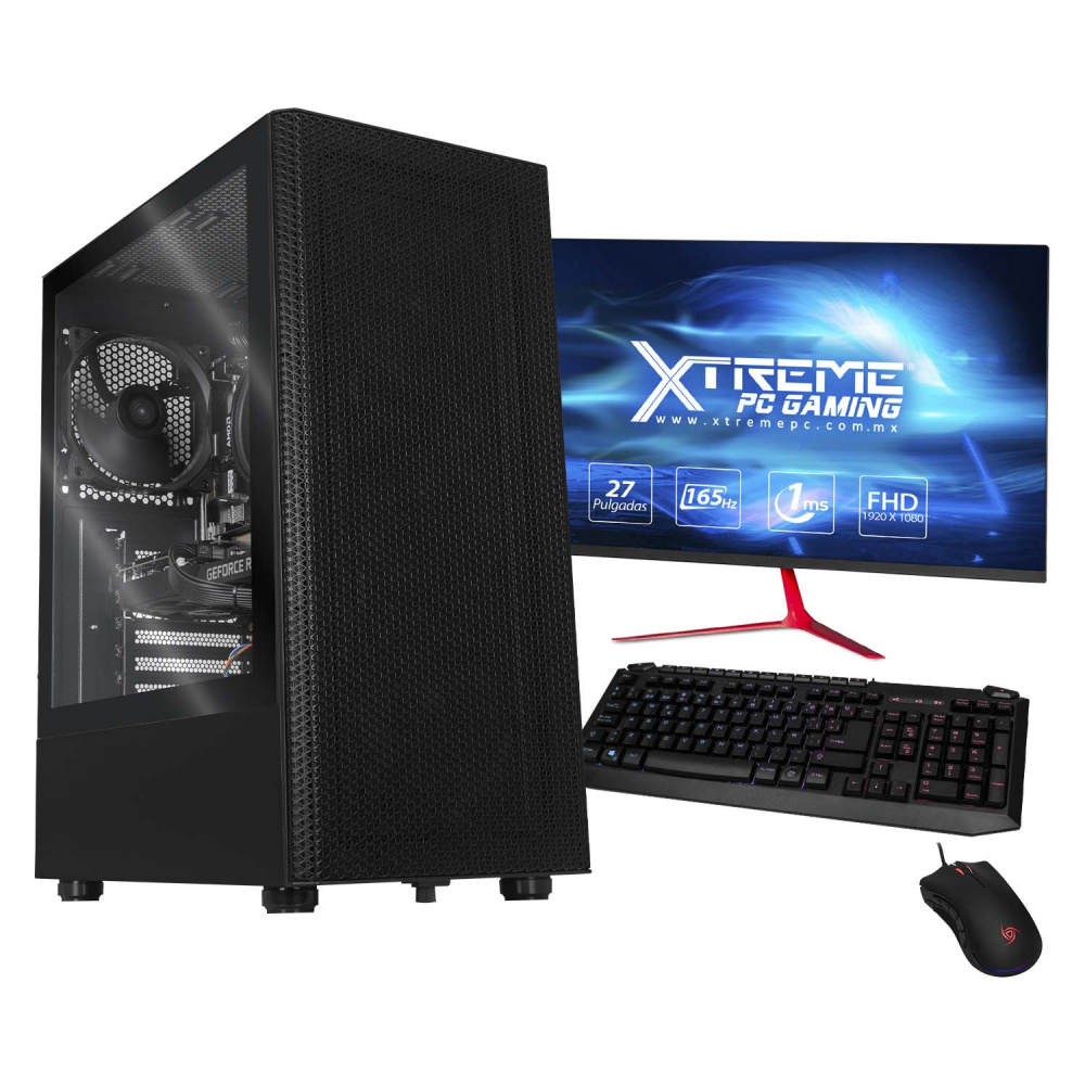 Computadora Gamer Xtreme PC Gaming CM-60413, AMD Ryzen 5 5600X 3.70GHz, 16GB, 2TB + 500GB SSD, Wi-Fi, NVIDIA GeForce RTX 3060, Windows 10 Prueba, Negro ― incluye Monitor de 27", Teclado y Mouse