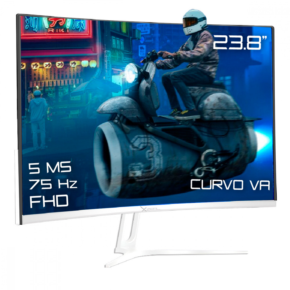 Monitor Gamer Curvo Xzeal XST-570 LED 23.8", 1920x1080 Full HD, 75Hz, HDMI, Blanco 