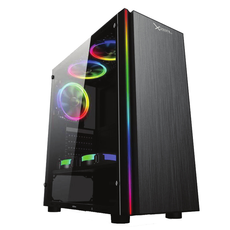 Gabinete Xzeal XZ115 con Ventana LED RGB, ATX/Micro ATX/Mini-ATX, USB 2.0/3.0, sin Fuente, 3 Ventiladores Instalados (2x RGB), Negro