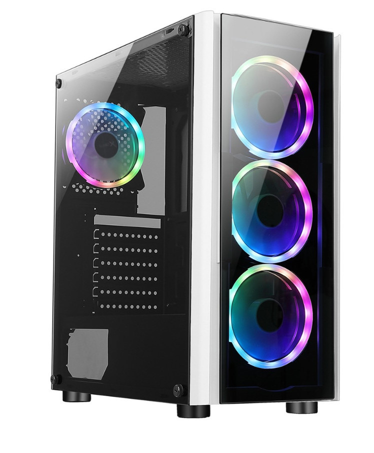 Gabinete Xzeal XZ110 con Ventana RGB, Tower, ATX/Micro-ATX/Mini-ATX, USB 3.0/2.0, sin Fuente, 3 Ventiladores RGB Instalados, Blanco