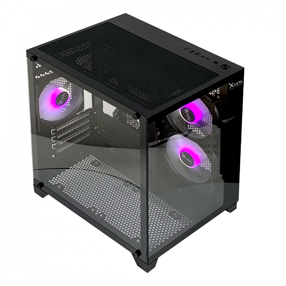 Gabinete Xzeal Panzer II Cubo, Midi-Tower, Micro-ATX, USB 2.0/3.0, sin Fuente, 3 Ventiladores Instalados, Negro