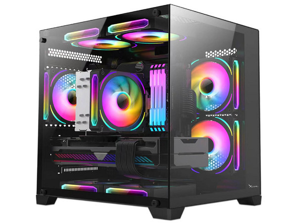 Gabinete Xzeal Panzer II Cubo, Midi-Tower, Micro-ATX, USB 2.0/3.0, sin Fuente, 3 Ventiladores Instalados, Negro
