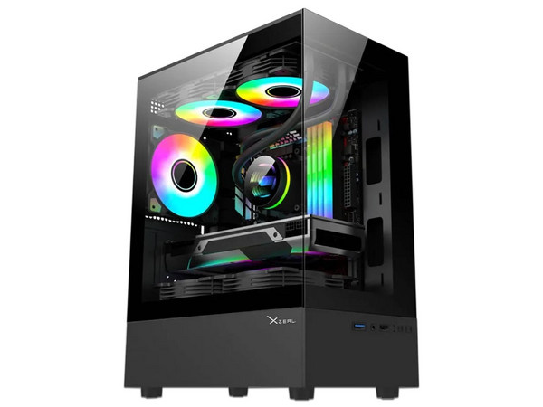 Gabinete Xzeal X-Zynergy, Midi-Tower, Micro-ATX/Mini-ITX, USB 2.0/3.0, sin Fuente, 3 Ventiladores Instalados, Negro