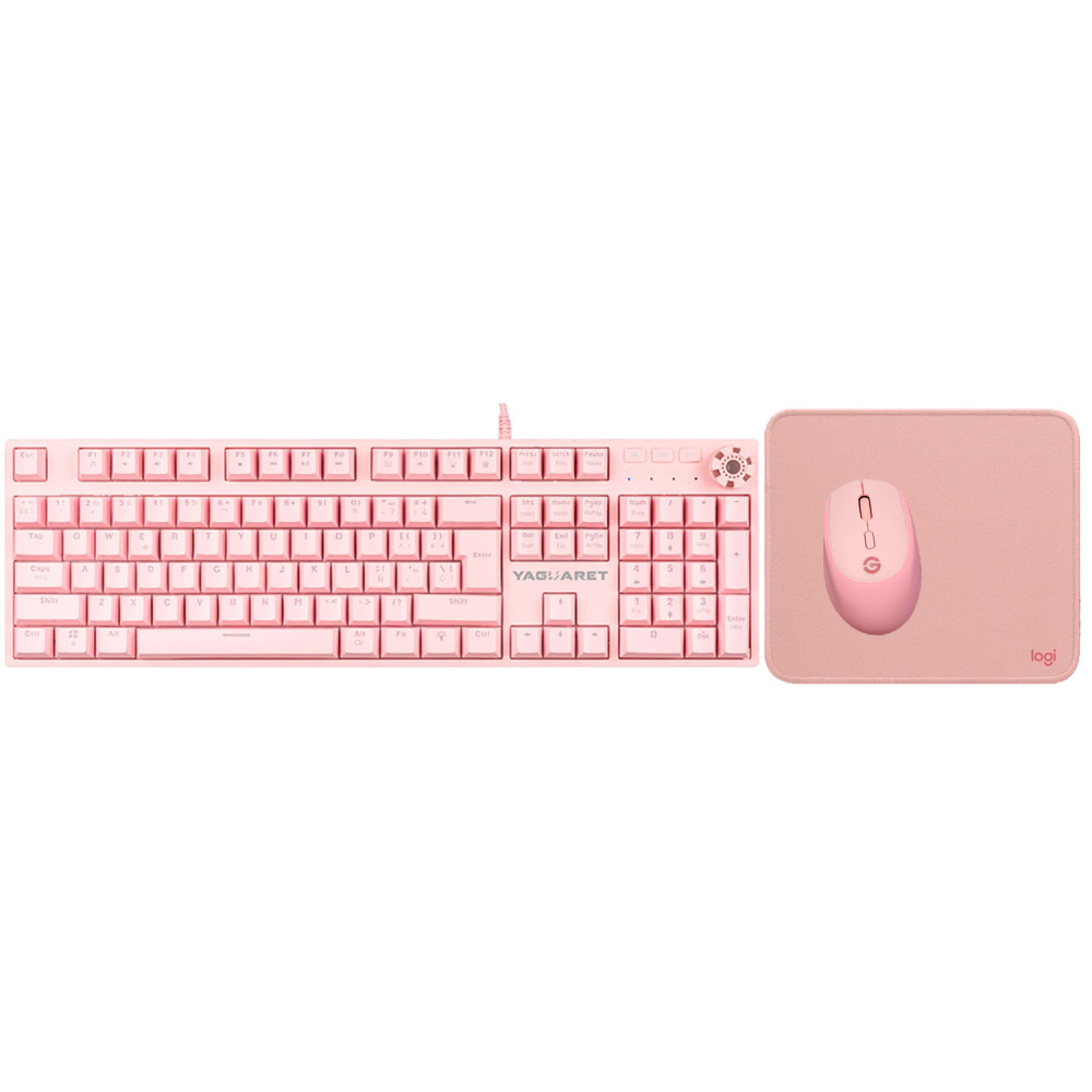 Teclado Gamer Yaguaret Hidra RGB, Teclado Mecánico, Switch Blue, Inalámbrico, Rosa (Español) ― incluye Mouse Gettech y Mousepad Logitech