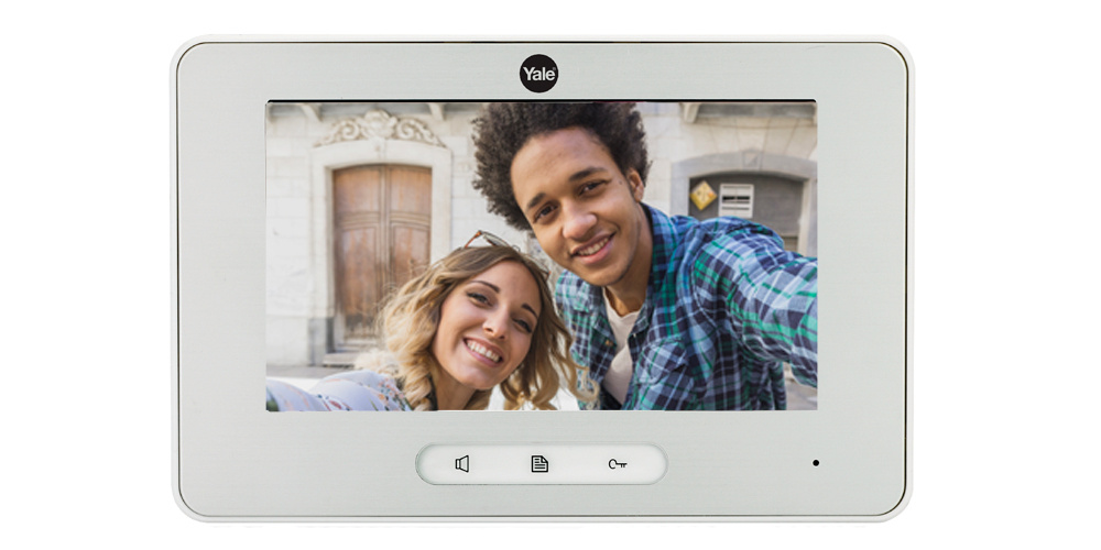 Yale Monitor para Videoportero YDV-7702, 7", Altavoz, Alámbrico, Blanco