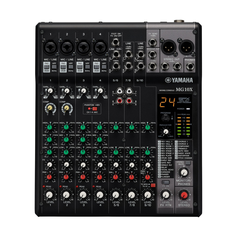 Yamaha Mezcladora Digital MG10XCV, 10 Canales, 24-bit, Entrada XLR 22.9W