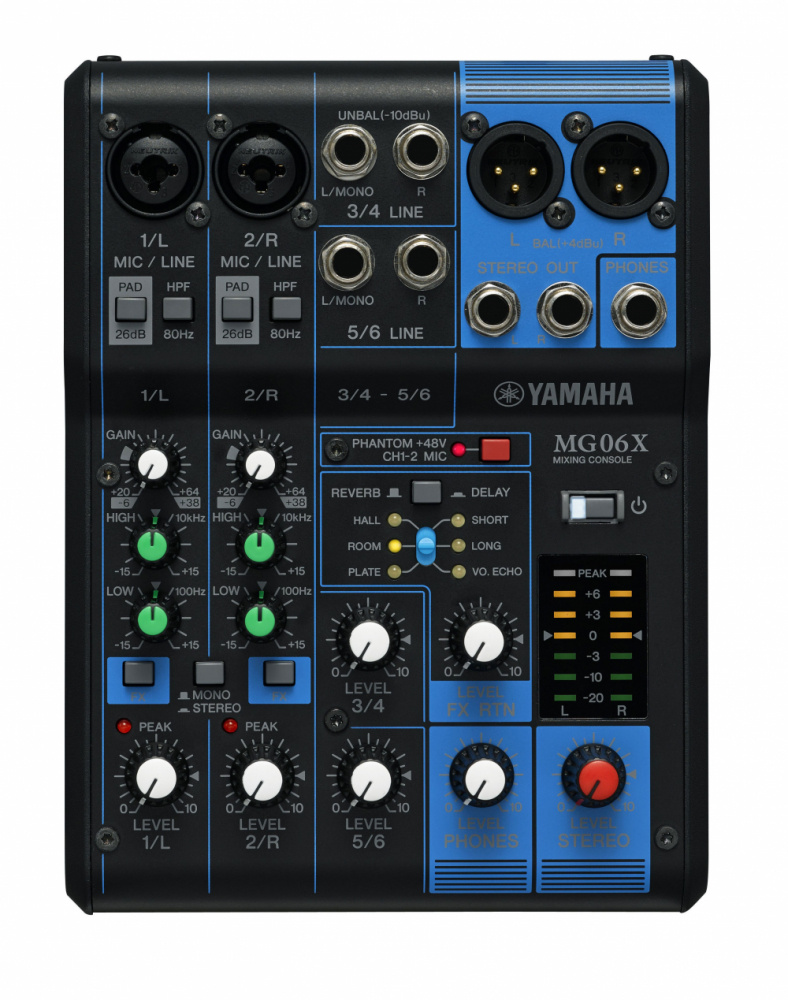 Yamaha Mezcladora MG06X, 6 Canales, XLR/6.3mm, 12W
