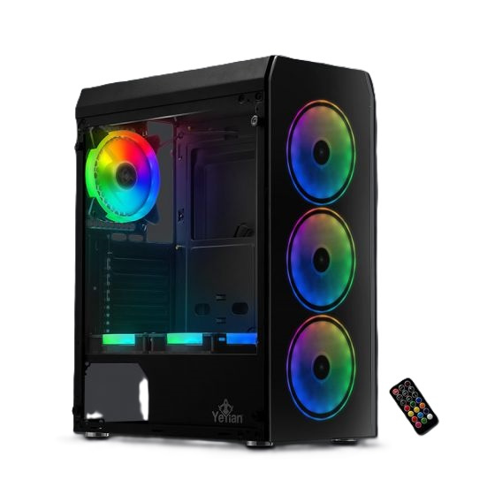 Gabinete Yeyian Krypton, Midi-Tower, ATX/Micro-ATX, USB 3.0, sin Fuente, 3 Ventiladores Instalados, Negro