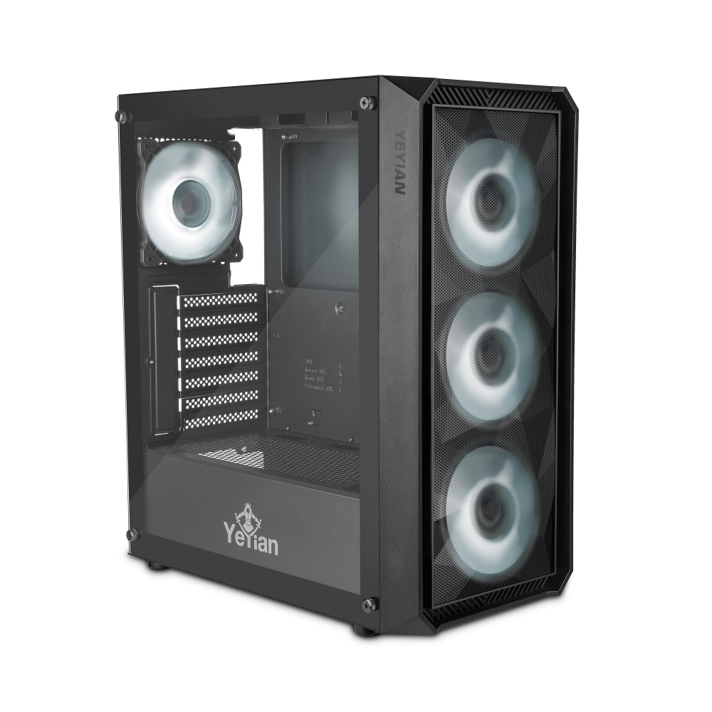 Gabinete Yeyian Lancer RGB, Midi-Tower, ATX/Micro-ATX/Mini-ITX, USB 2.0/3.0, sin Fuente, 4 Ventiladores Instalados, Negro 